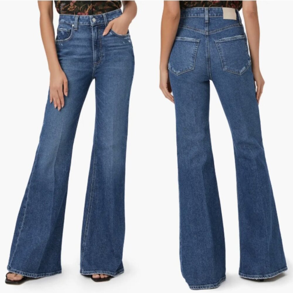 Nwt New Paige Charlie High-Rise Flare Jeans In Landmark Size 24